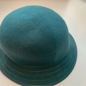 Raffaello Bettini Womens Teal 100% Wool Wide Brim Hat